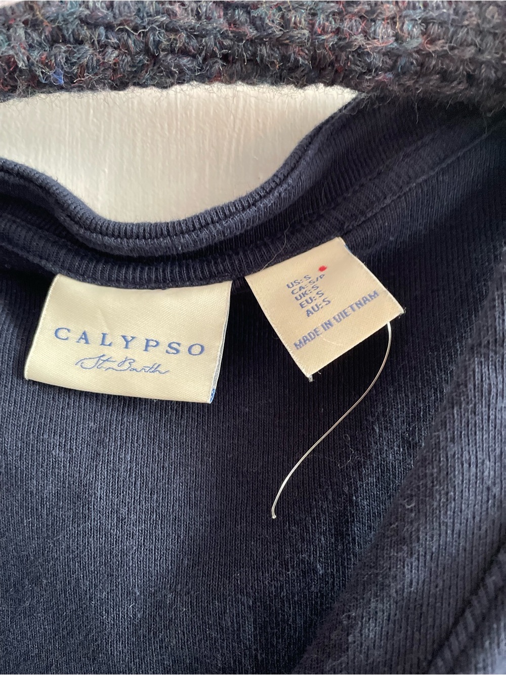 Calypso St. Barth Navy Crop Button Vest & Wide-Leg Pants Cotton Linen Lounge Set - Picture 2 of 10